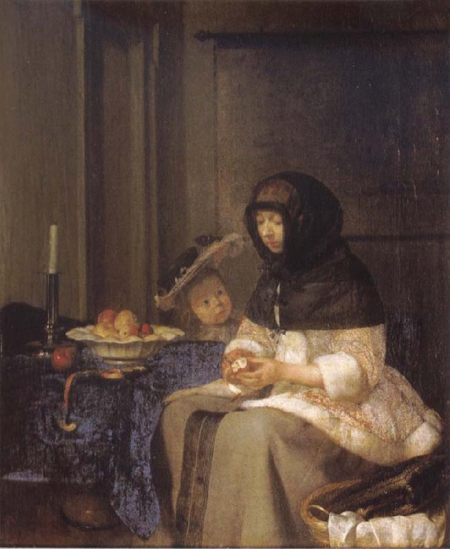 Gerard Ter Borch Woman peeling an apple Sweden oil painting art